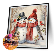 Load image into Gallery viewer, Winter Snowman 30*30CM(Canvas) Full Round Drill Diamond Painting
