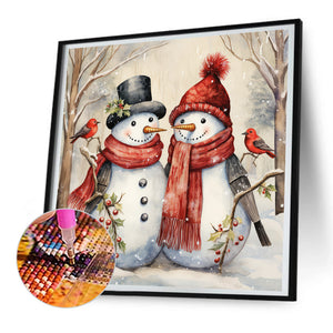 Winter Snowman 30*30CM(Canvas) Full Round Drill Diamond Painting