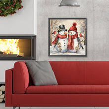 Load image into Gallery viewer, Winter Snowman 30*30CM(Canvas) Full Round Drill Diamond Painting
