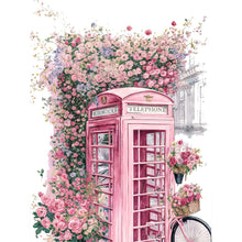 Load image into Gallery viewer, Pink Flower Telephone Booth 30*40CM(Canvas) Full Round Drill Diamond Painting
