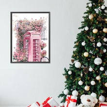 Load image into Gallery viewer, Pink Flower Telephone Booth 30*40CM(Canvas) Full Round Drill Diamond Painting
