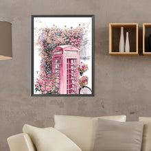 Load image into Gallery viewer, Pink Flower Telephone Booth 30*40CM(Canvas) Full Round Drill Diamond Painting
