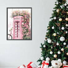 Load image into Gallery viewer, Pink Flower Telephone Booth 30*40CM(Canvas) Full Round Drill Diamond Painting
