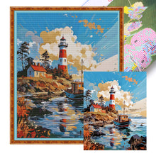 Load image into Gallery viewer, Huancan - Lighthouse By The Sea - 50*60CM 16CT 2 Stamped Cross Stitch
