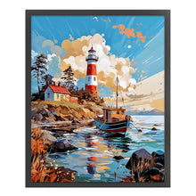 Load image into Gallery viewer, Huancan - Lighthouse By The Sea - 50*60CM 16CT 2 Stamped Cross Stitch
