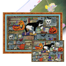 Load image into Gallery viewer, Yishu - Cat On Bookshelf - 65*45CM 11CT 3 Stamped Cross Stitch
