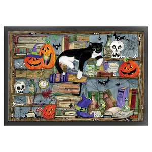 Yishu - Cat On Bookshelf - 65*45CM 11CT 3 Stamped Cross Stitch