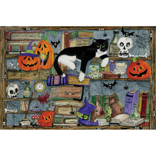 Load image into Gallery viewer, Yishu - Cat On Bookshelf - 65*45CM 11CT 3 Stamped Cross Stitch
