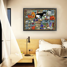 Load image into Gallery viewer, Yishu - Cat On Bookshelf - 65*45CM 11CT 3 Stamped Cross Stitch
