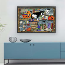 Load image into Gallery viewer, Yishu - Cat On Bookshelf - 65*45CM 11CT 3 Stamped Cross Stitch
