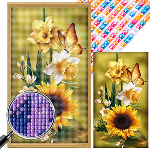 Sunflower And Butterfly 40*70CM(Picture) Partial AB Full Square Drill Diamond Painting
