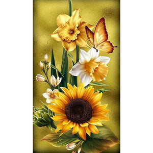 Sunflower And Butterfly 40*70CM(Picture) Partial AB Full Square Drill Diamond Painting
