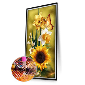 Sunflower And Butterfly 40*70CM(Picture) Partial AB Full Square Drill Diamond Painting