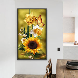 Sunflower And Butterfly 40*70CM(Picture) Partial AB Full Square Drill Diamond Painting