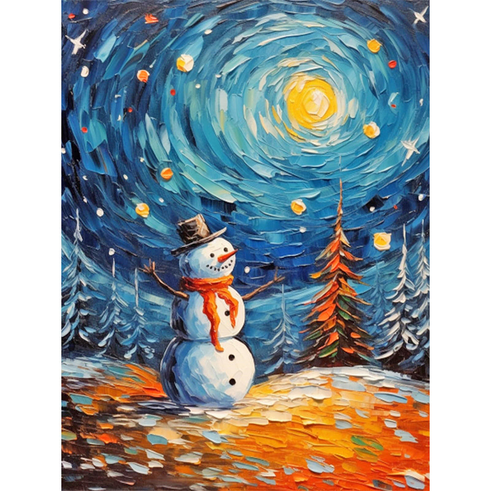 Christmas Snowman And Santa Claus 30*40CM(Canvas) Full Round Drill Diamond Painting