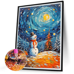 Christmas Snowman And Santa Claus 30*40CM(Canvas) Full Round Drill Diamond Painting
