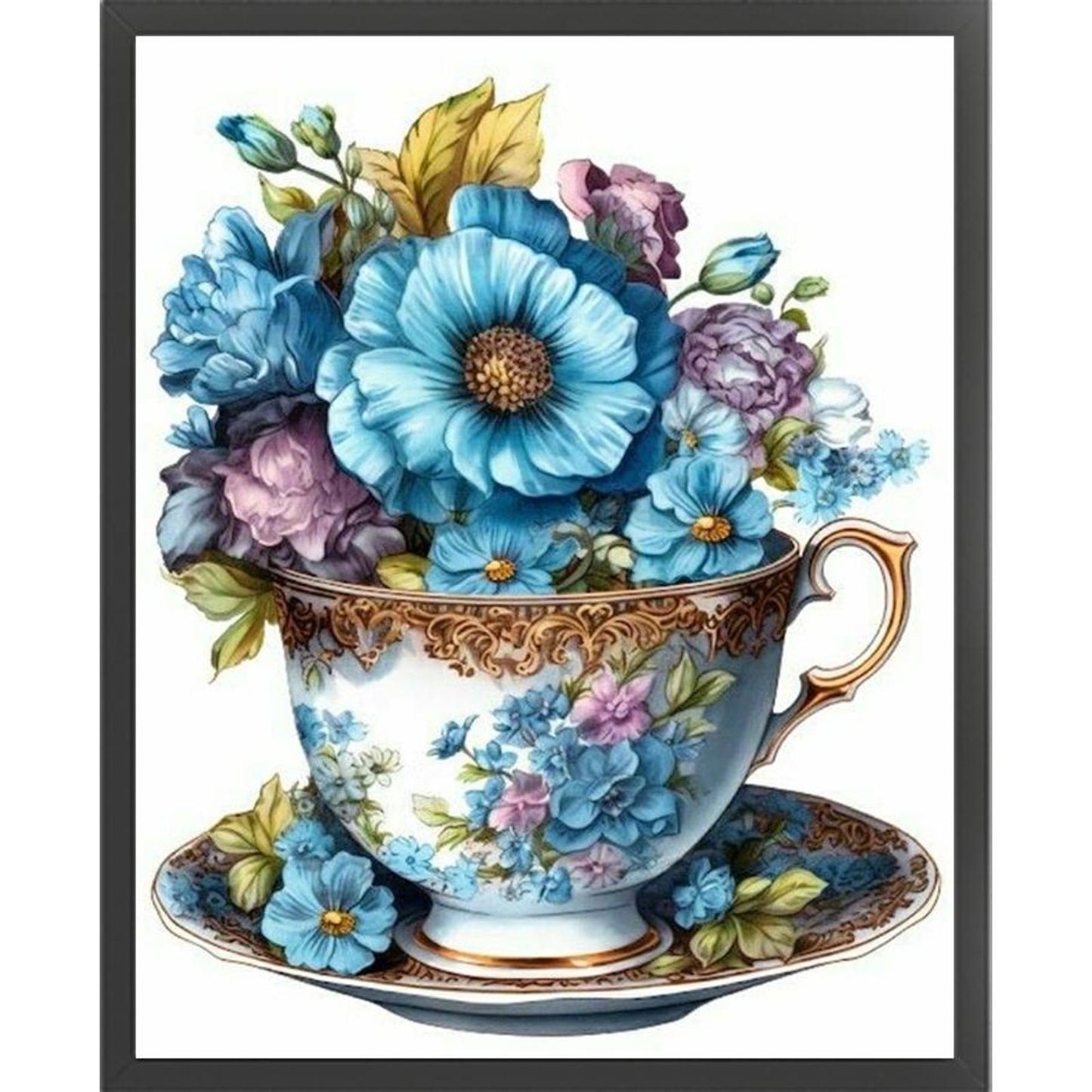 Fresh Flowers In Teacup - Full 18CT Stamped Cross Stitch 20x25CM - Huacan