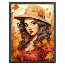 Load image into Gallery viewer, Huancan - Woman And Maple Leaf - 50*65CM 11CT 3 Stamped Cross Stitch
