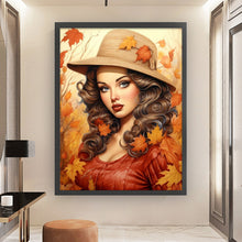 Load image into Gallery viewer, Huancan - Woman And Maple Leaf - 50*65CM 11CT 3 Stamped Cross Stitch
