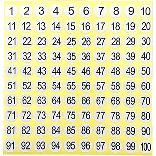15 Sheets Cross Stitch Consecutive Number Stickers 1 To 100 Round Number Sticker