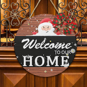 Christmas Wooden Diamond Painting Art Hanging Ornament Kits (Welcoming Words 5)