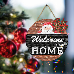 Christmas Wooden Diamond Painting Art Hanging Ornament Kits (Welcoming Words 5)