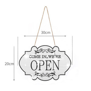 Wooden Shop Sign Diamond Painting Hanging Pendant for Home Decor (Open White)
