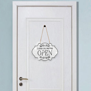 Wooden Shop Sign Diamond Painting Hanging Pendant for Home Decor (Open White)