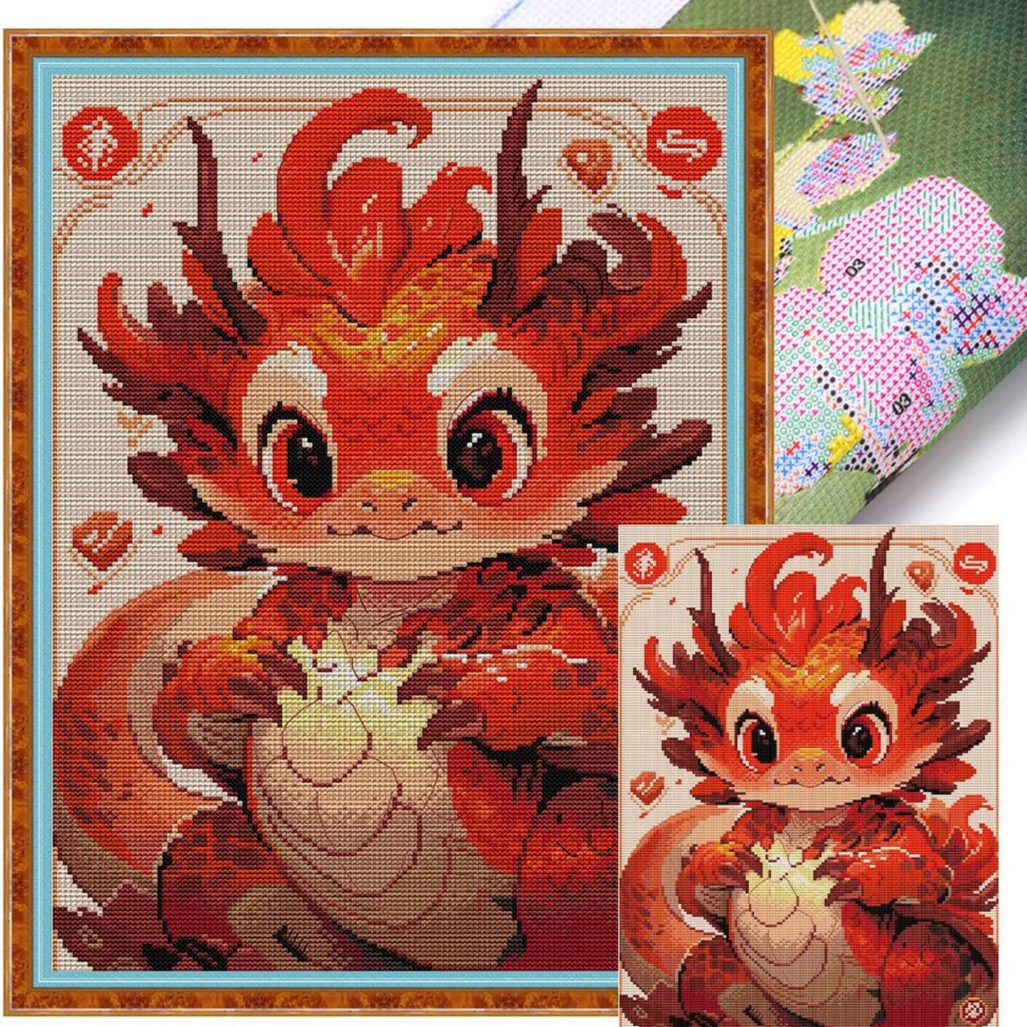 Dragon - Full 14CT Stamped Cross Stitch 32x43CM - Joy Sunday Backstitch