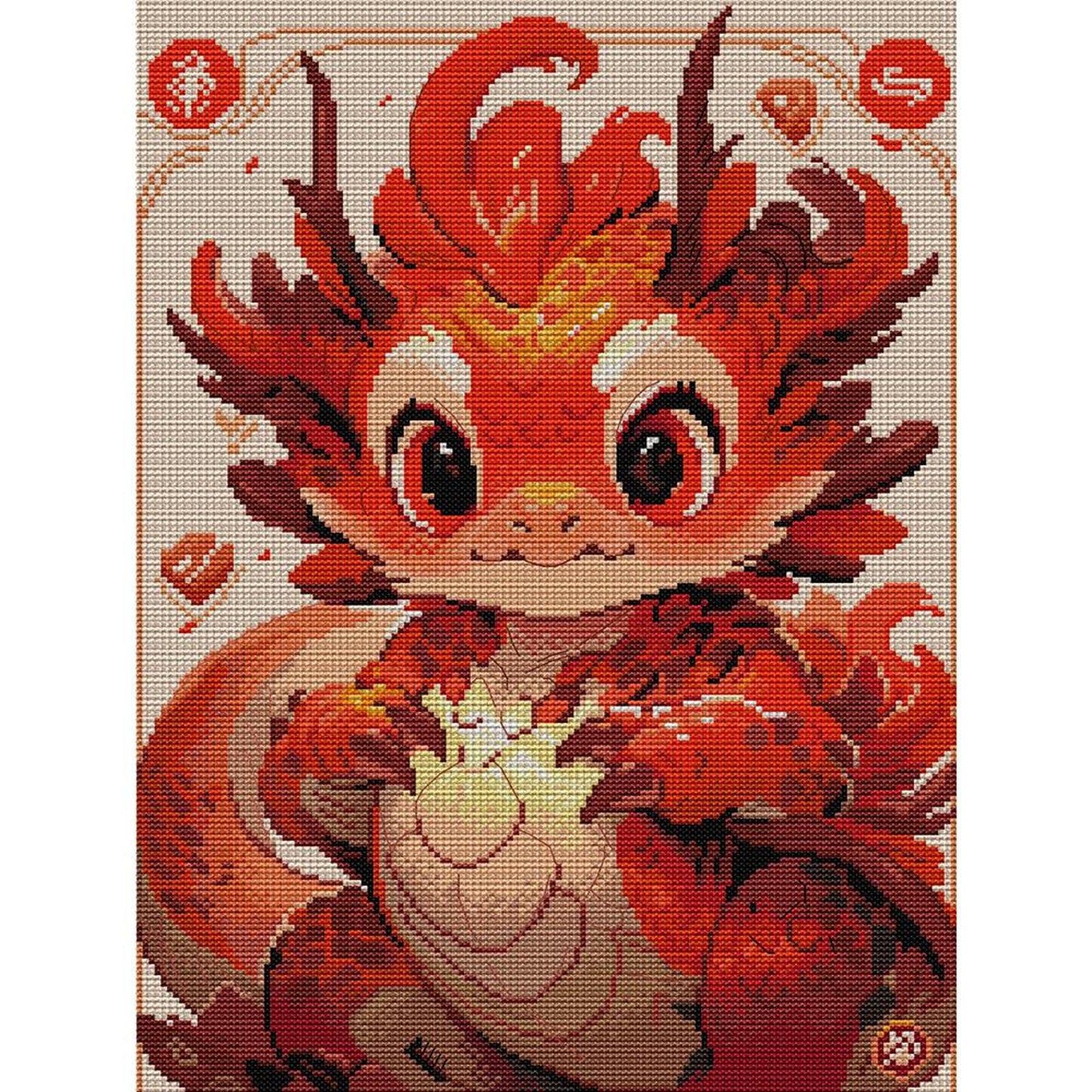 Dragon - Full 14CT Stamped Cross Stitch 32x43CM - Joy Sunday Backstitch