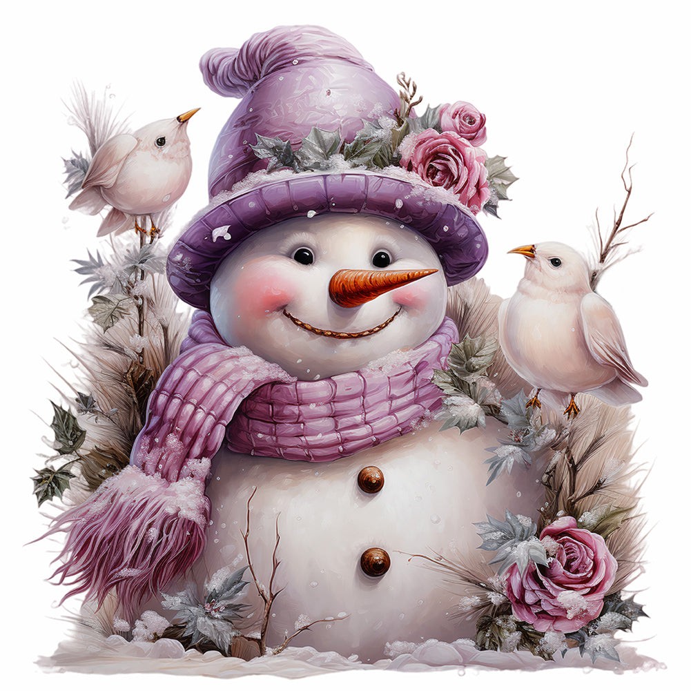 Winter Snowman - Full 18CT Counted Cross Stitch 30x30CM - Huacan