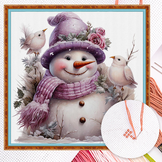 Winter Snowman - Full 18CT Counted Cross Stitch 30x30CM - Huacan