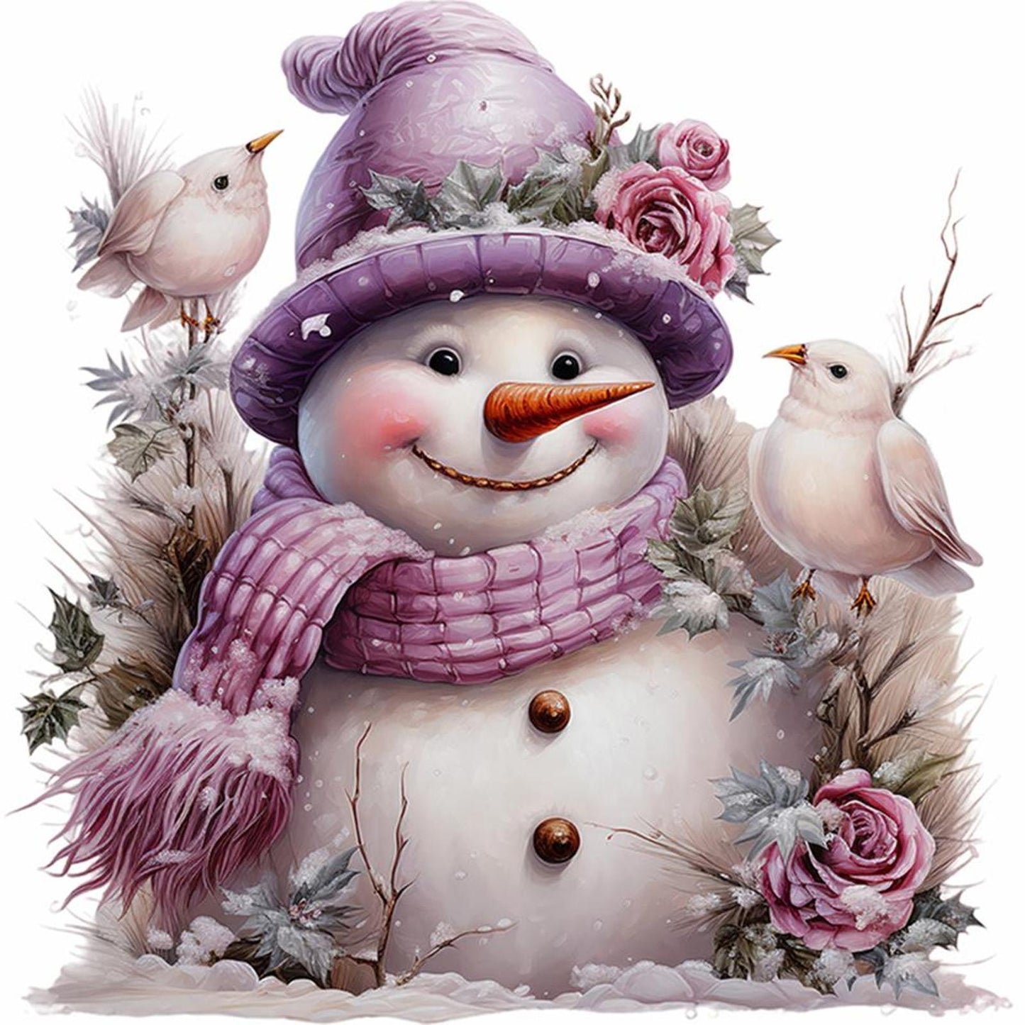 Winter Snowman - Full 18CT Counted Cross Stitch 30x30CM - Huacan