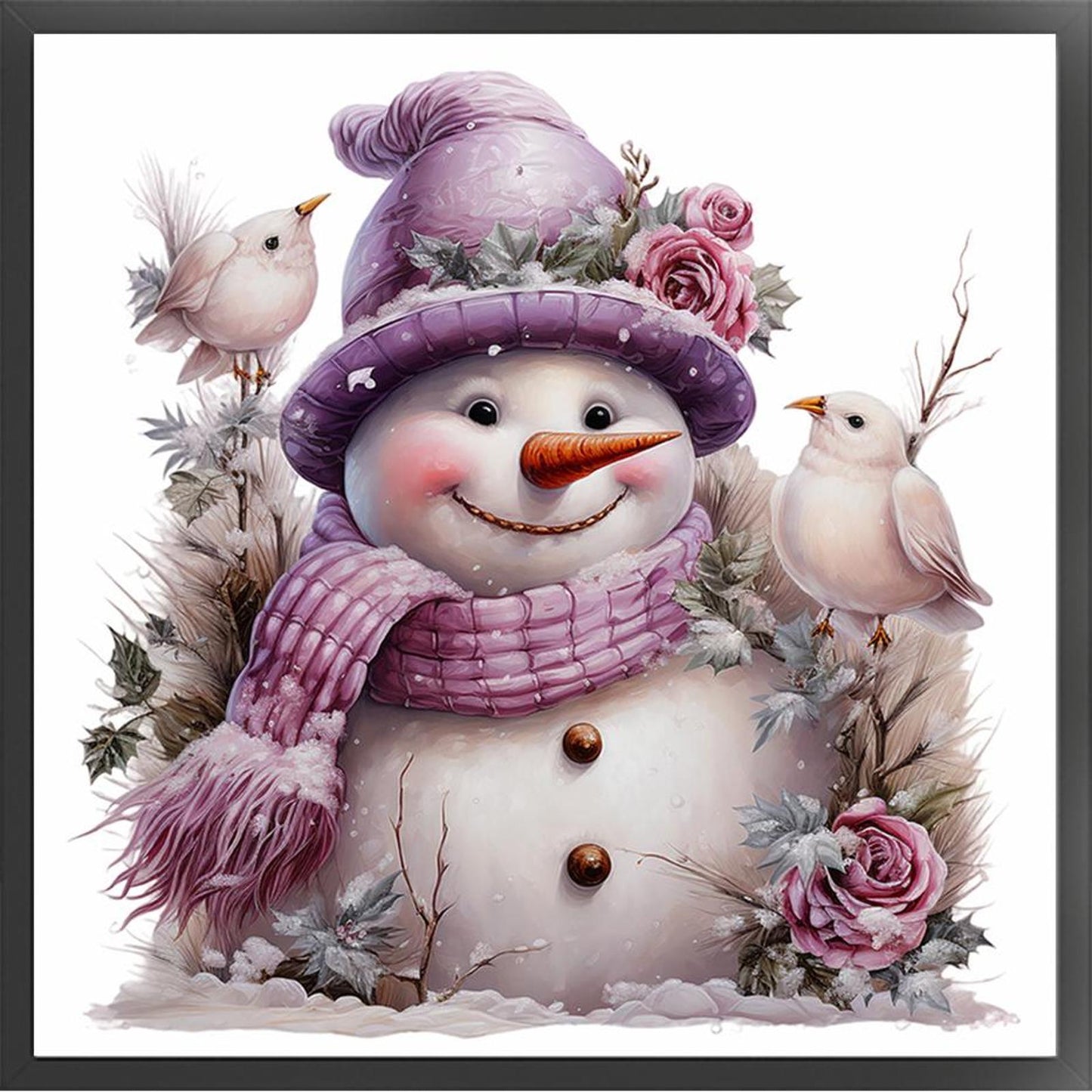 Winter Snowman - Full 18CT Counted Cross Stitch 30x30CM - Huacan
