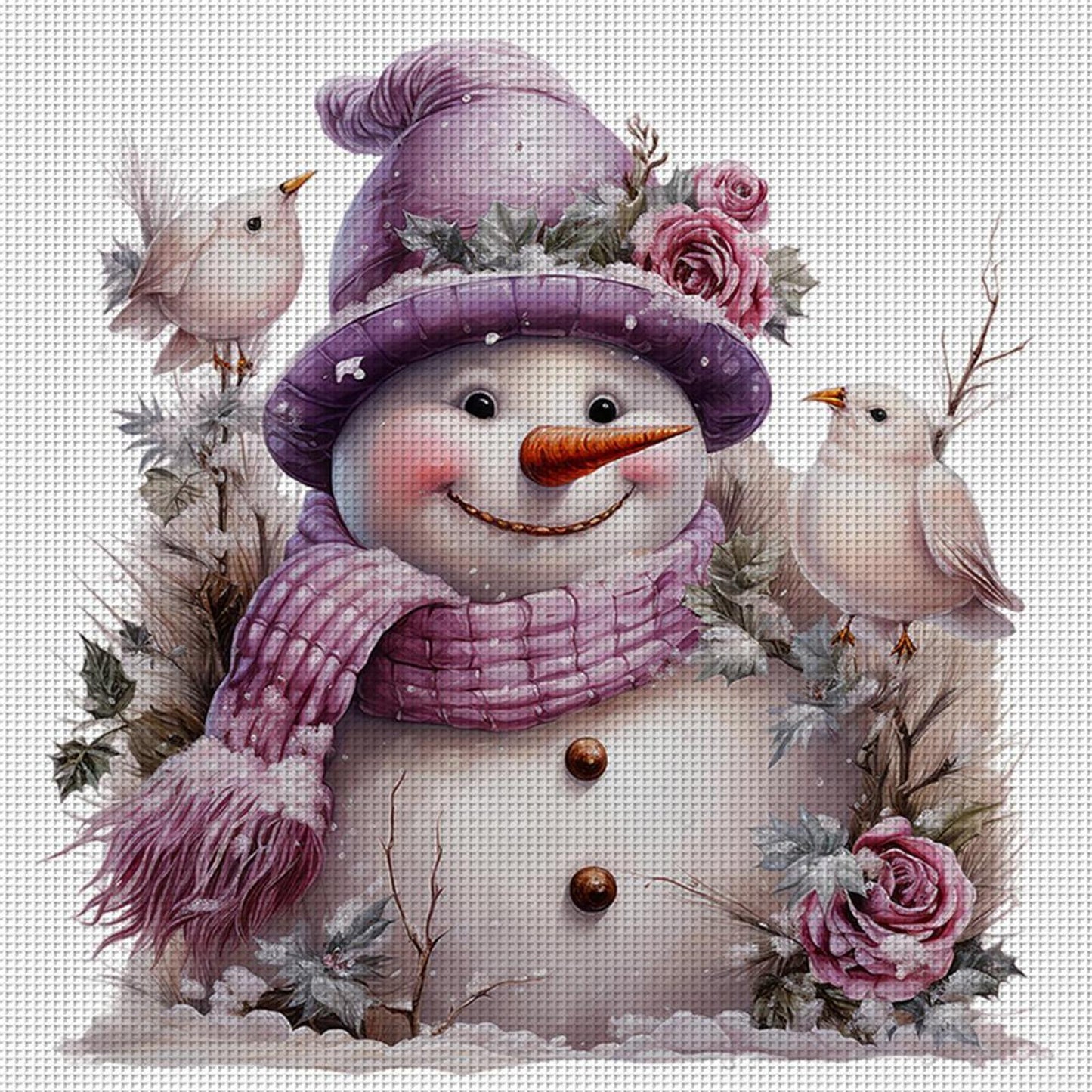 Winter Snowman - Full 18CT Counted Cross Stitch 30x30CM - Huacan