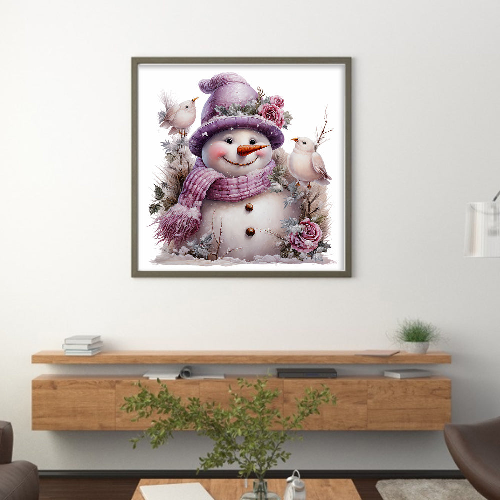Winter Snowman - Full 18CT Counted Cross Stitch 30x30CM - Huacan