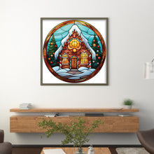 Load image into Gallery viewer, Huancan - Glass Painting - Christmas House - 20*20CM 18CT 2 Stamped Cross Stitch

