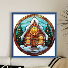 Load image into Gallery viewer, Huancan - Glass Painting - Christmas House - 20*20CM 18CT 2 Stamped Cross Stitch
