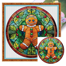 Load image into Gallery viewer, Huancan - Glass Painting - Christmas Gingerbread Man - 20*20CM 18CT 2 Stamped Cross Stitch

