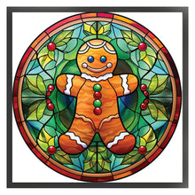 Load image into Gallery viewer, Huancan - Glass Painting - Christmas Gingerbread Man - 20*20CM 18CT 2 Stamped Cross Stitch
