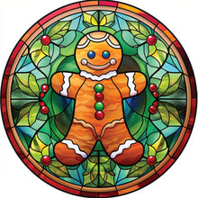 Load image into Gallery viewer, Huancan - Glass Painting - Christmas Gingerbread Man - 20*20CM 18CT 2 Stamped Cross Stitch
