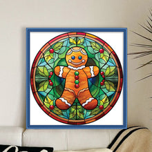 Load image into Gallery viewer, Huancan - Glass Painting - Christmas Gingerbread Man - 20*20CM 18CT 2 Stamped Cross Stitch
