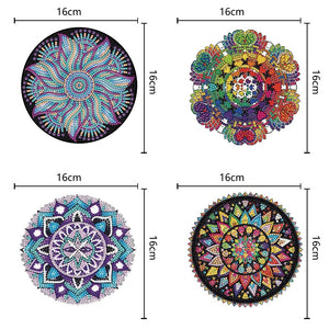 4PCS Wooden Diamond Painted Placemats for Dining Table Decor (Datura 5)