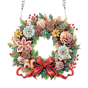Christmas Special Shaped+Round Diamond Painting Wreath Ornament for Xmas Wall Decor (2)