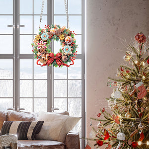 Christmas Special Shaped+Round Diamond Painting Wreath Ornament for Xmas Wall Decor (2)