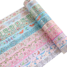 Load image into Gallery viewer, 12 Rolls Color Tape Flower Washi Tape Set for DIY Crafts(Flower Hot Stamping 01)
