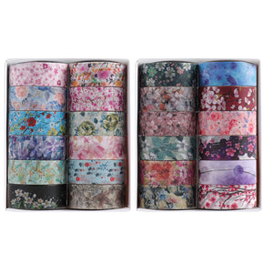 24 Rolls Color Tape Flower Washi Tape Set for DIY Crafts(Flower Colour Print 02)