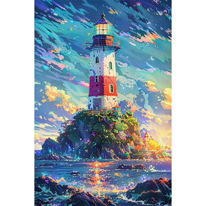 Island Lighthouse 40*60CM(Canvas) Full Round Drill Diamond Painting