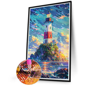Island Lighthouse 40*60CM(Canvas) Full Round Drill Diamond Painting