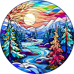Stained Glass Forest 40*40CM(Picture) Full Round Drill Diamond Painting